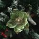 thumbnail image 4 of Decoración de árbol de Navidad de magnolia con purpurina, corona de flores, regalo festivo, tela de alta gama, esmalte decorativo - Verde, 4 of 6