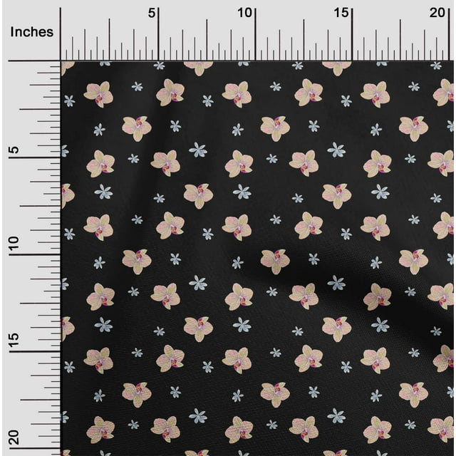 oneOone Polyester Lycra Fabric Orchid Floral Printed Craft Fabric BTY 56 Inches Wide