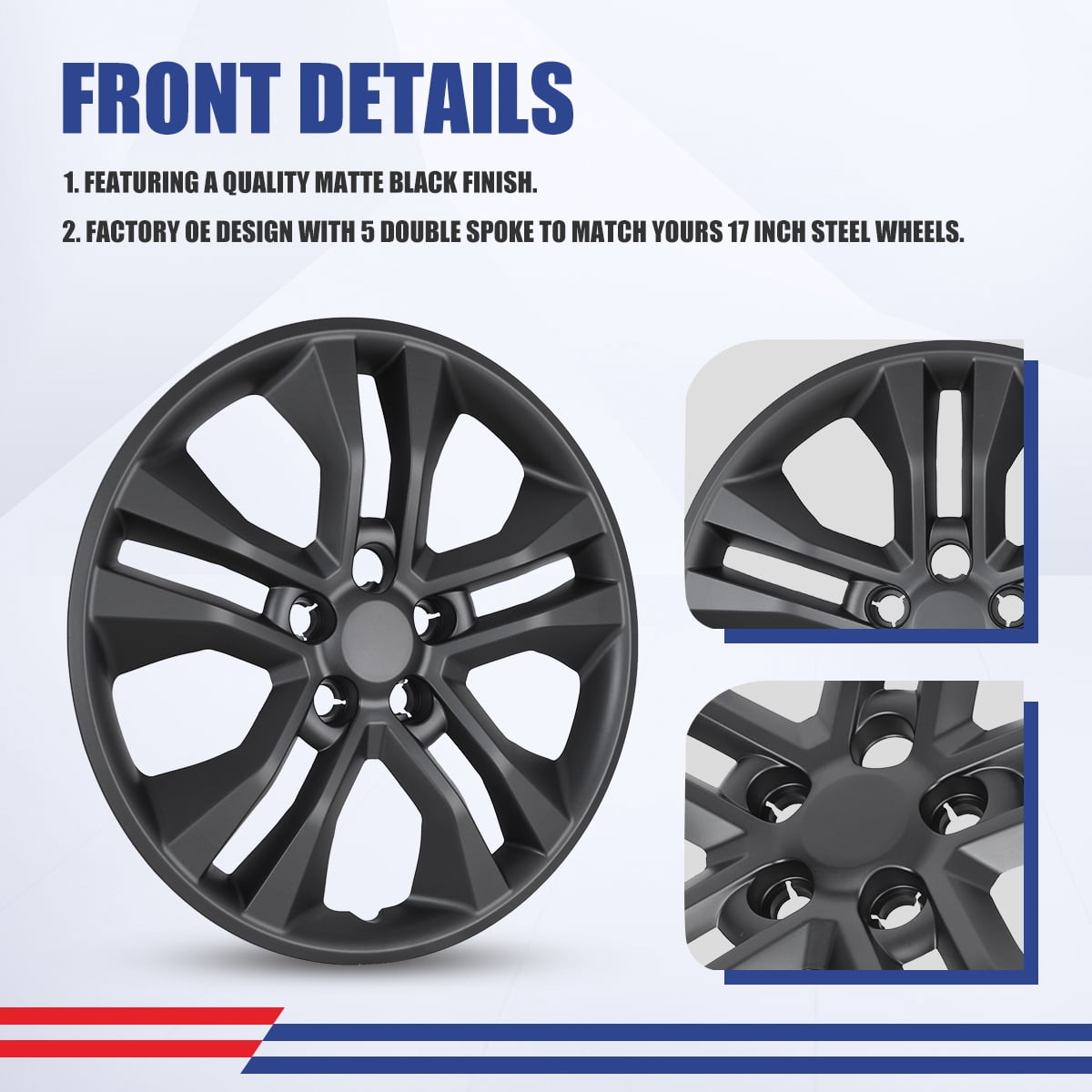4PCS 17 inch Hubcaps for 2020-2026 Ford Escape,Bolt-on Installation with Factory Lug Nuts,Black Matte