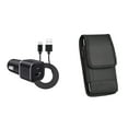 thumbnail image 1 of Holster and Car Charger Bundle for Moto G 5G (2022): Vertical Nylon Belt Pouch Case (Black) and Compact High Power 30W Dual USB Port (Type-C & USB-A) Auto Power Adapter, 1 of 9