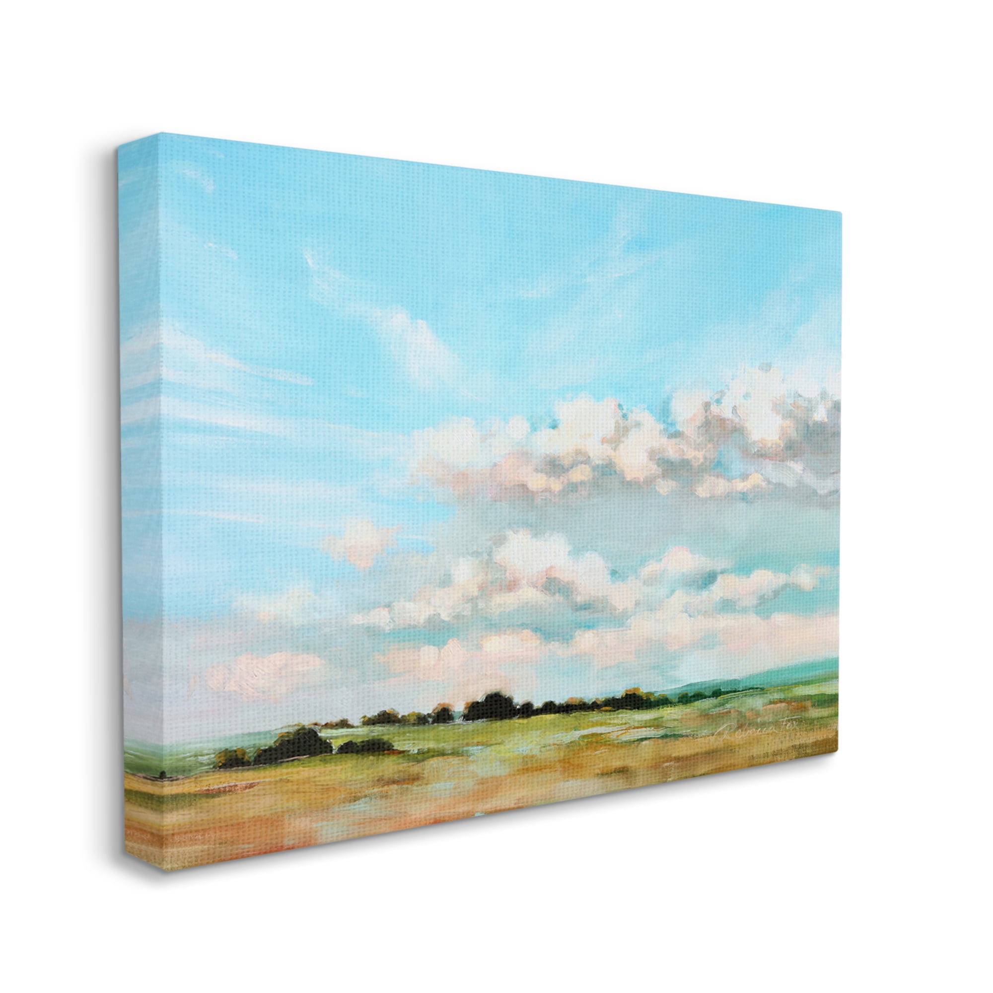 Stupell Industries Cloudy Landscape Painting Nature Painting Gallery Wrapped Canvas Print Wall Art, 30 x 24