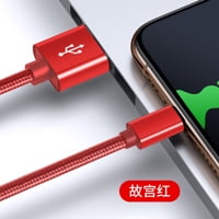 Charging Cable USB Fast Charger Wire Nylon Braided Mobile cord nylon braided charging Phone Data Cable, Red, Type-C, 1m