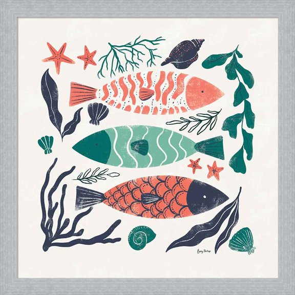 Great Art Now Coastal Reef I by Becky Thorns, Framed Wall Art, 17.5W x 17.5H