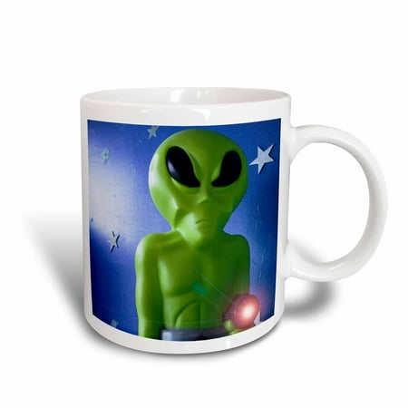 Rays Mug - 3dRose Green alien with ray, Roswell, New Mexico - US32 JMR0111 - Julien McRoberts, Ceramic Mug, 15-ounce