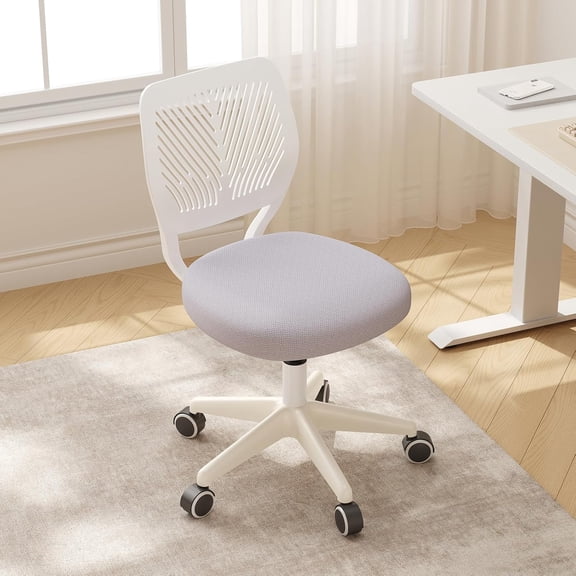YiAiL Gray Armless Adjustable Swivel Mesh Rolling Study Desk Chair for Teens