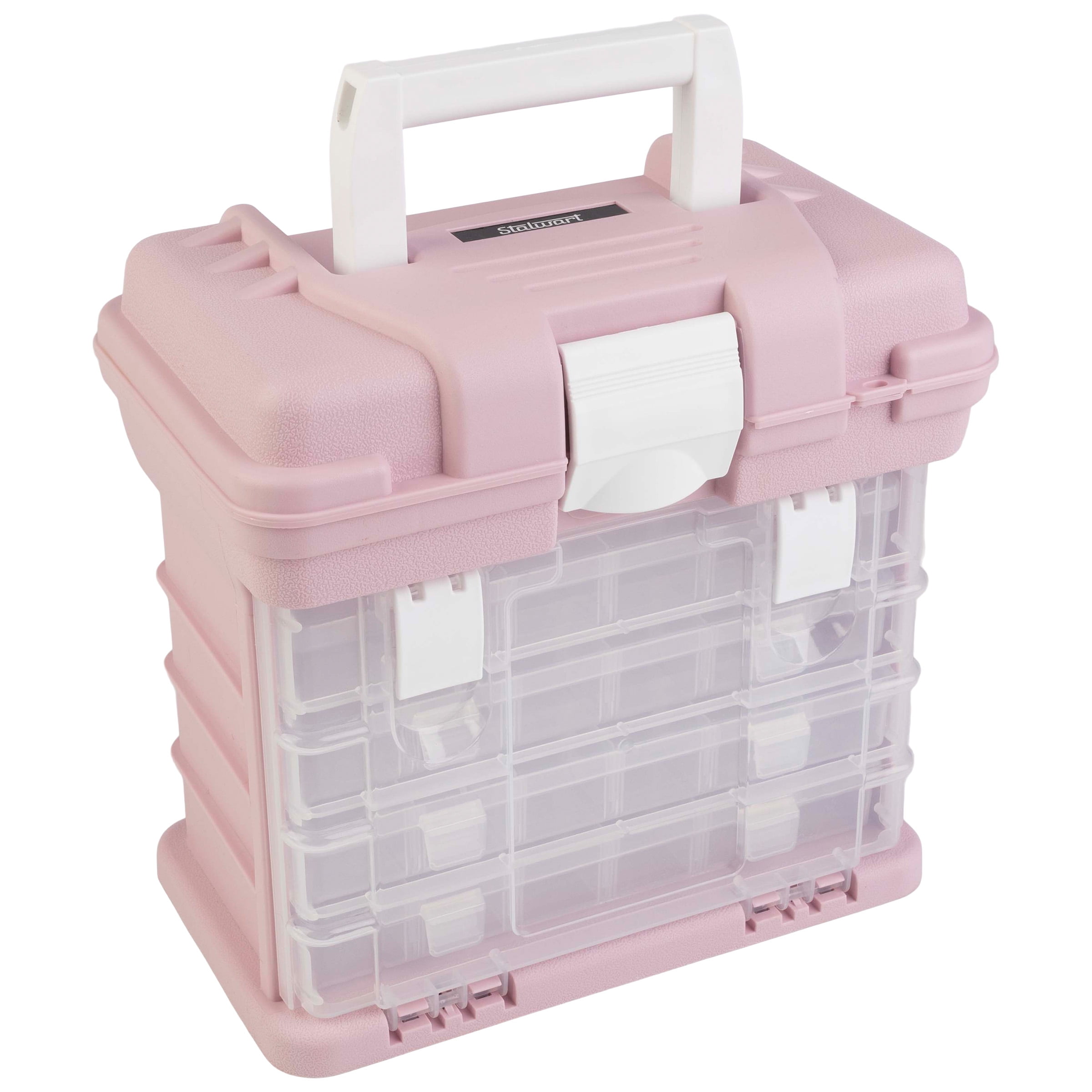 Stalwart Small Parts Organizer Toolbox for Hardware, Tackle or Crafts, Pink