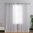 thumbnail image 2 of Sheer Curtains 54 Inches Long for Living Room Bedroom, Bathroom Curtain Window Grommet Voile Drapes, Stripe Farmhouse Curtains Faux Linen Window Treatments Semi Curtain, Beige, 52"X54", 2 Panels, 2 of 9