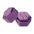 thumbnail image 1 of Caja para Anillos de Terciopelo, Soporte de Exhibición de Anillos de Boda Hexagonal de 2 Ranuras, Estuche de Regalo para Anillos de Joyería para Ceremonia de Boda Propuesta Compromiso, Púrpura Oscuro, 1 of 7
