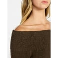thumbnail image 4 of No Boundaries Pointelle Off-The-Shoulder Pullover Sweater, Lightweight, Women's XXS-XXL, 4 of 5