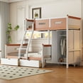 thumbnail image 2 of Generic Twin Over Full Wooden Bunk Bed with Wardrobe, Drawers, Shelves and LED light, 2 of 9