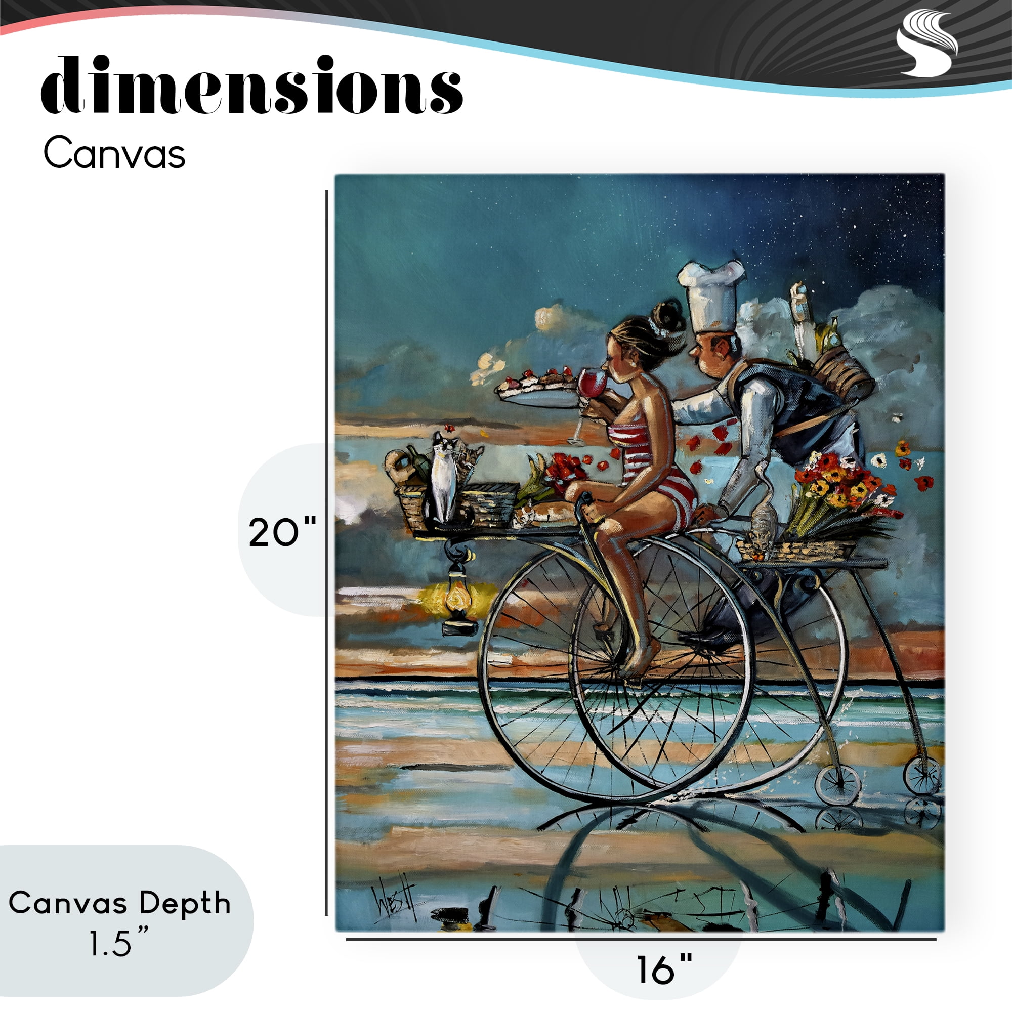 Stupell Industries Zaan's Dream Seaside Bicycle Ride Canvas Wall Art, design by Ronald West