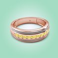 thumbnail image 3 of TriJewels 0.55 ctw Round Yellow Sapphire Two Toned and High Polished Edges Men Wedding Band (8 mm) in 10K Rose Gold, 3 of 6