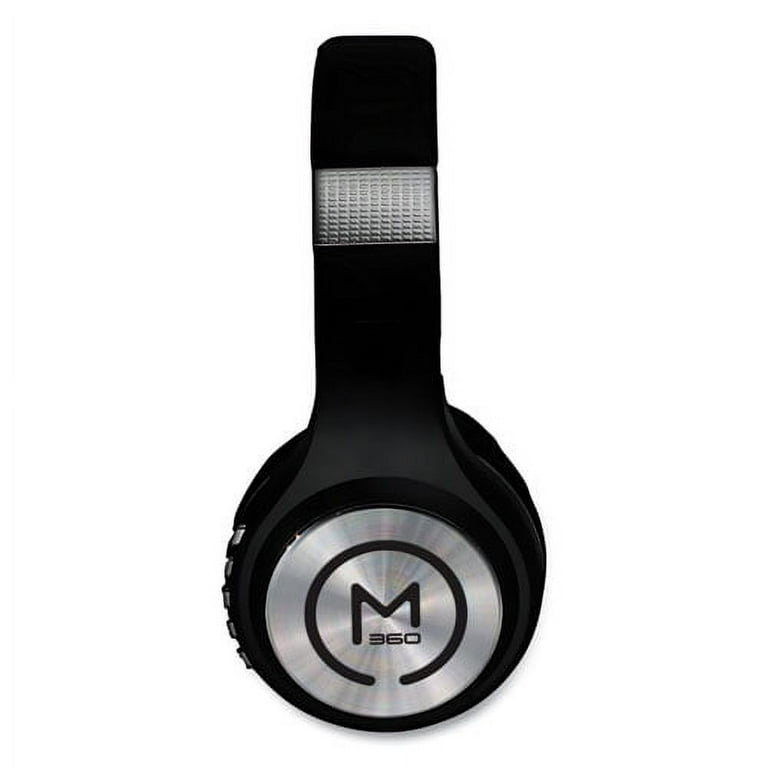 SERENITY Stereo Wireless Headphones with Microphone, 3 ft Cord, Black/Silver