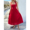thumbnail image 3 of Women Summer Sleeveless Halter Maxi Dress Sundress 2025 Casual Flowy Wedding Guest Cocktail Beach Vacation Dresses Red S, 3 of 8