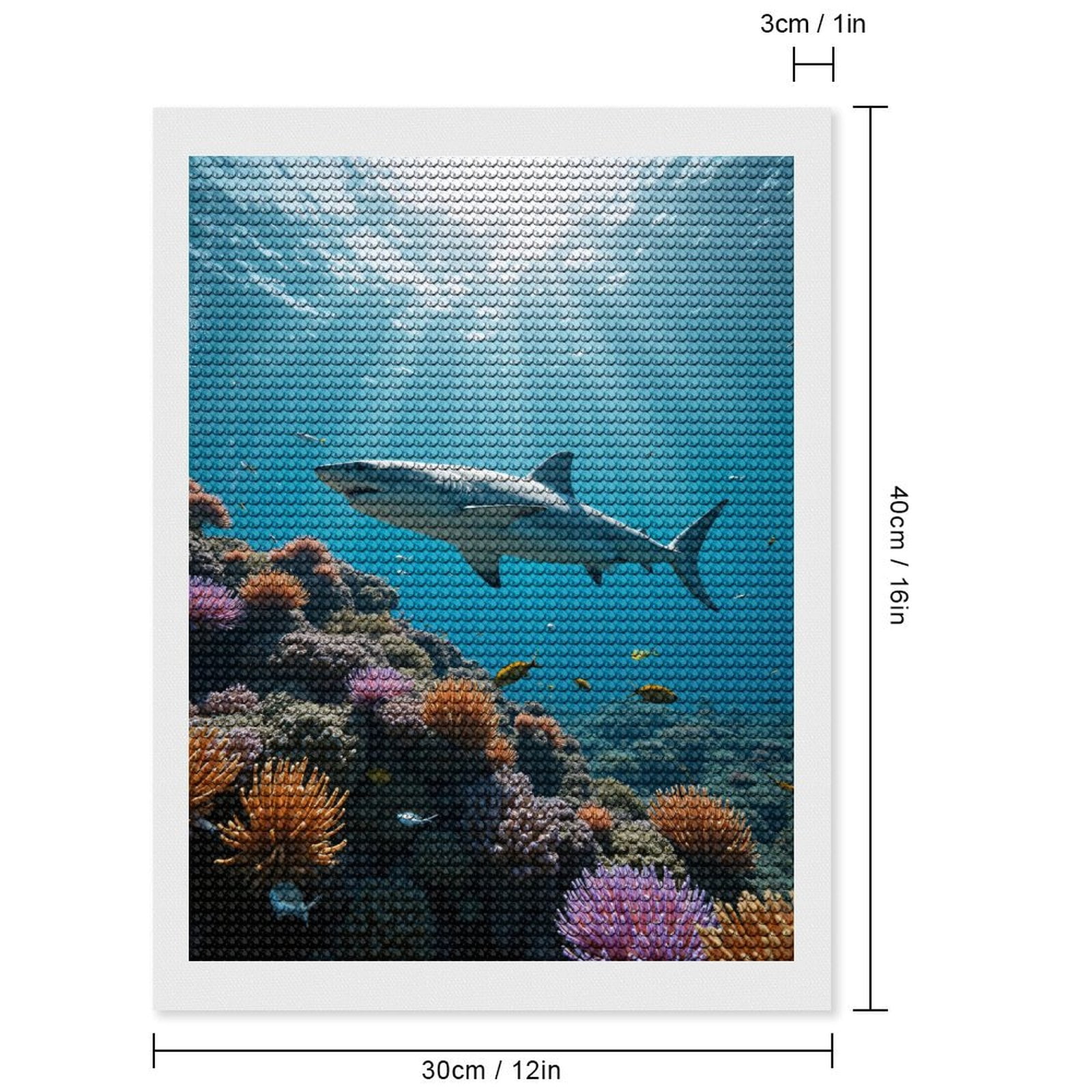 Diamond Art Kits for Adults, Shark Coral Reef Underwater Scene 5D Diamond Painting Kits for Adults Beginners, DIY Full Drill Diamond Painting, Gem Art and Crafts 12x16