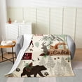 thumbnail image 2 of Woodland Animals Blanket Cabin Throw Blanket Queen Inch,Wild Bear Moose Elk Deer Fleece Blanket Pine Trees Rustic Wildlife Red Lattice Checked Plaid Christmas Reindeer Farm Decor, 2 of 4