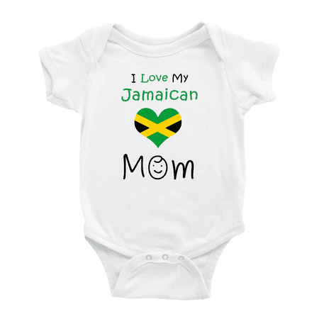 

I Love My Jamaican Mom Cute Baby Bodysuit Romper (White 6-12 Months)