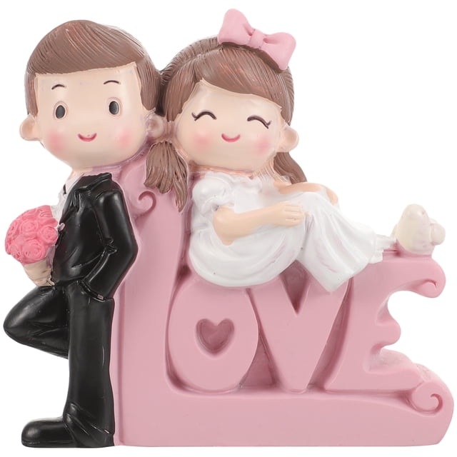 EeaseMX Figura romántica de novios en motocicleta, regalo elegante, decoración para tarta de cumpleaños (marrón)