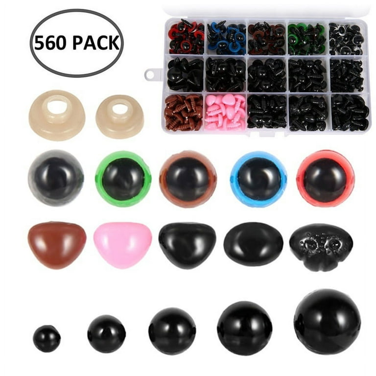 838PCS Colorful Plastic Safety Eyes and Noses with Washers, Craft