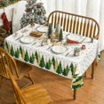 thumbnail image 2 of Christmas Tablecloth 60×84 Inch Rectangular, Winter Stars Trees White Washable Seasonal Table Cover for Party Picnic Dinner Decor, 2 of 6