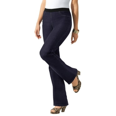 Roaman's Women's Plus Size Petite Invisible Stretch All Day Bootcut Jean