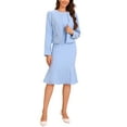 thumbnail image 2 of INSPIRAR CHIC Conjunto de Vestido de 2 Piezas para Mujeres: Vestido Sin Mangas de Negocios y Blazer Corto M Azul Claro, 2 of 6