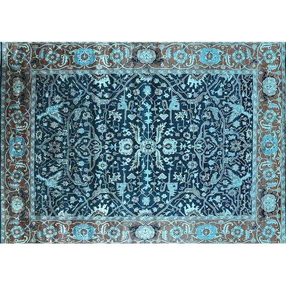 Ahgly Company Indoor Rectangle Oriental Light Blue Industrial Area Rugs, 2' x 3'
