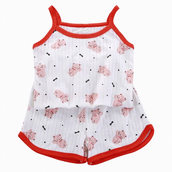 Gubotare Girls Pajama Set Shorts Toddler Kids Girls Summer Outfit Pajamas Sets 2Pcs HomeWear Sleepwear Clothes Sets 2T 3T (Watermelon Red,2-3 Years)