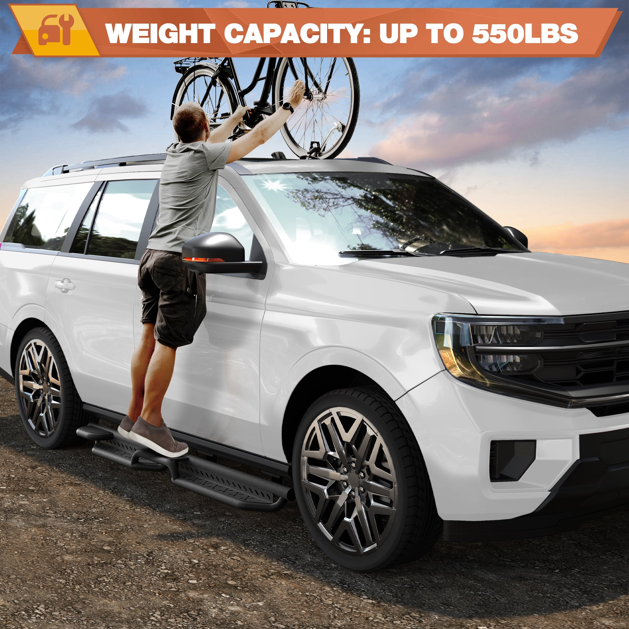 POFENZE for 2018-2025 Ford Expedition and 2018-2026 Lincoln Navigator Running Boards Side Steps Black Nerf Bars