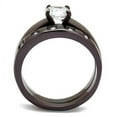 thumbnail image 3 of Womens Coffee Brown Ring Anillo Cafe Para Mujer Stainless Steel with AAA Grade CZ in Clear Crotone, 3 of 5
