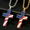 thumbnail image 2 of GKNET Men Women American Flag Cross Pendant Necklace Religious Delicate Jewelry Rope Chain 24"-Silver, 2 of 7