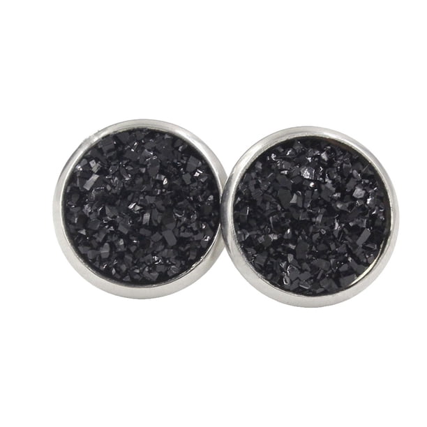 Minnieouse Pendientes Auriculares 8MM Acero inoxidable Ronda Stud Regalos Cabujones Moda brillante Cúpula Piedra Grano Encanto Favores de fiesta Type1 NO1