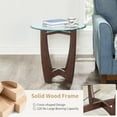 thumbnail image 6 of 23.5" Round Glass End Table with Cherry-Finish Tempered Glass Top and Cross-Style Solid Wood Base for the Living Room Office Apartment, 6 of 6