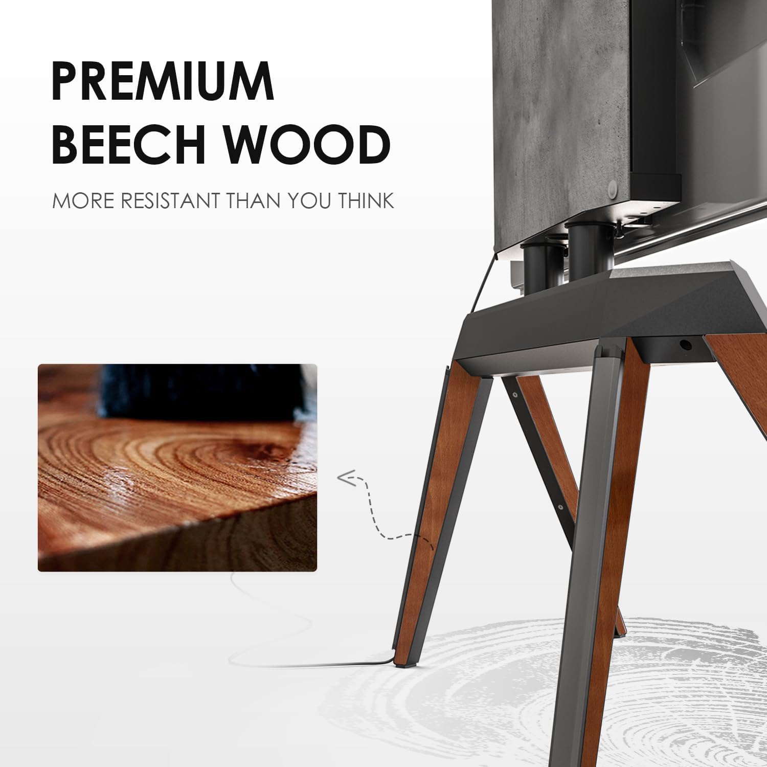 FITUEYES Picasso Series Floor TV Stand for 65–88 Inch TVs, Black & Walnut, Cable Management