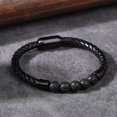 thumbnail image 6 of BUDALGA Mens Genuine Leather Bracelet, Braided Lava Rock Bead Bracelet with Stainless Steel Magnetic Clasp Mens Gifts for Men Boys Father, 6 of 8