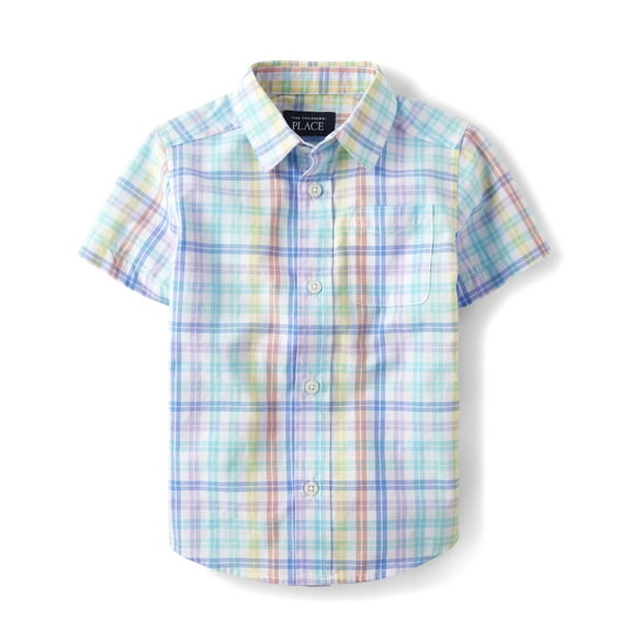 The Children's Place Toddler Boys Short Sleeve Woven Button Up Shirt, Sizes 2T-5T