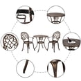 thumbnail image 5 of Antique Bistro Table Set, 3 Pieces Outdoor Patio Set with Ice Bucket, Cast Tulip Design Patio Table and Chairs, Weather Resistant Outdoor Furniture Set for Balcony Porch, Antique Bronze Finish, Q9489, 5 of 8