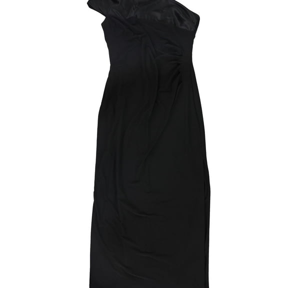 Ralph Lauren Womens One-Shoulder Ruched Sheath Dress, Black, 2