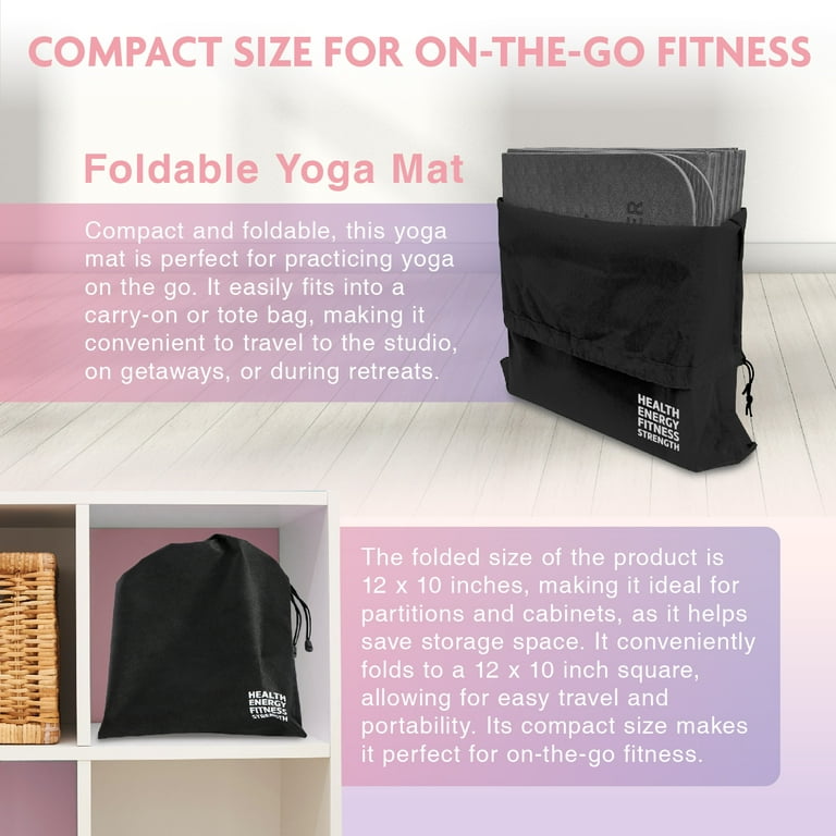 Foldable Yoga Mat - Illustrated 14 Embossed Poses, Square