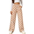 thumbnail image 2 of BRELIL Women Plus Size Wide Leg High Waisted Trousers with Pockets Plaid Casual Streetwear Long Pants Baggy Palazzo Pants Fall Winter Outfits, Yellow 2XL, 2 of 8
