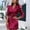 Red, variant on Leather Mini Dress Long Sleeve Wedding Guest Dress (Red XL)