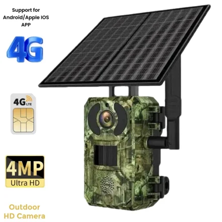 LynkNano 4G SOLAR Hunting Security TRAIL Camera, 4MP, AI 25m Detection, 2-Way Audio, App