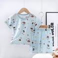 thumbnail image 4 of ITSAME Girls Outfit Sets, Cotton Crewneck T-Shirt and Shorts Fashion Print Casual Home Clothes 2-Piece Blue Size 2-3, 4 of 5