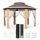 thumbnail image 1 of 13x13 ft pop - up hexagonal gazebo canopy shelter con 6 zippered mesh netting y strong steel frame para events, 1 of 10