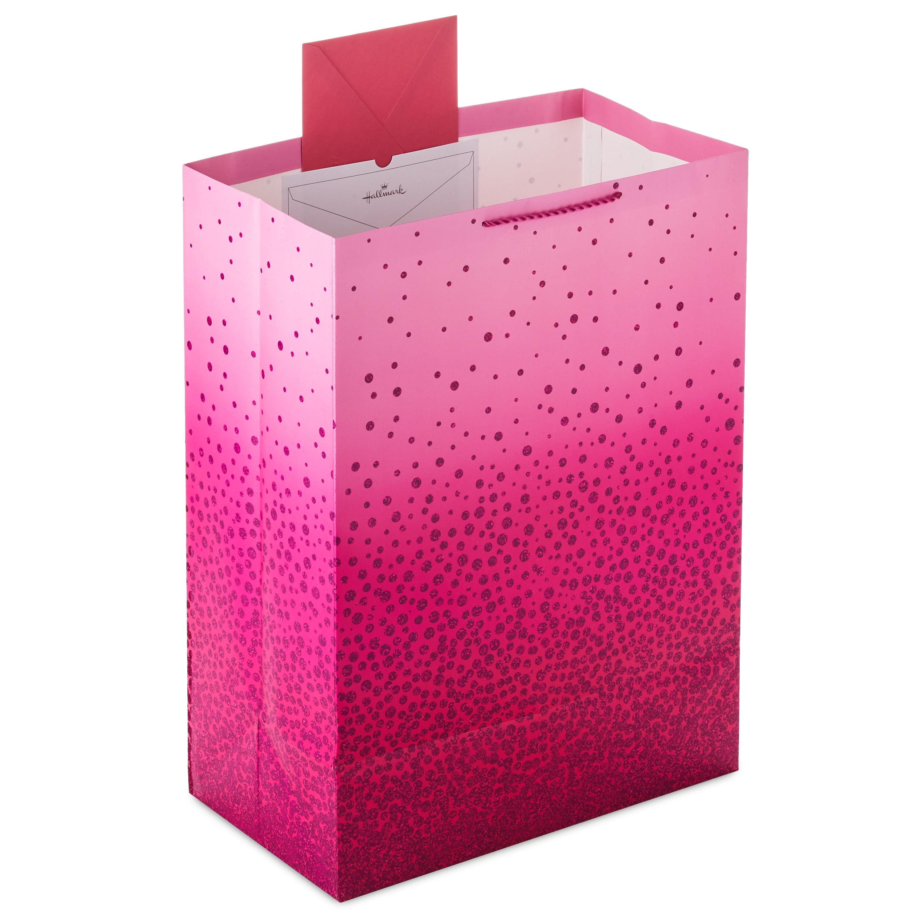 Hallmark 20" Extra Large Gift Bag with Handles (Pink Glitter) for Birthdays, Bridal Showers