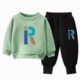 thumbnail image 5 of Gibobby Toddler Boy Clothes Boy Fall Winter Outfit School Casual Long Sleeve Letter Sweatshirt Plaid Jogger Pants Set 2T 3T 4T 5T 6T 7T 8T 9T Little Boys Winter Outfits Clothes(7-8 Years,Green), 5 of 6