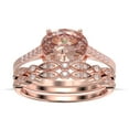 thumbnail image 1 of Dazzling Minimalist Art Deco 2.50 Carat Oval Cut Morganite And Diamond Moissanite Unique Engagement Ring, Wedding Ring, Two Matching Band in 10k Solid Rose Gold, Gift For Woman, Promise Ring, 1 of 4