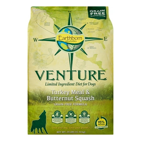 Earthborn Holistic Venture Grain-Free Limited Ingredients Turkey & Butternut Squash Dry Dog Food  25 lb