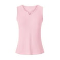 thumbnail image 3 of Mrat Tank Tops with Built In Bra Women's Fashionable Casual Short-Sleeved Solid Color Sleeveless Round-Neck Tops Crop Tank Tops for Women S-499 Pink-A XL, 3 of 5