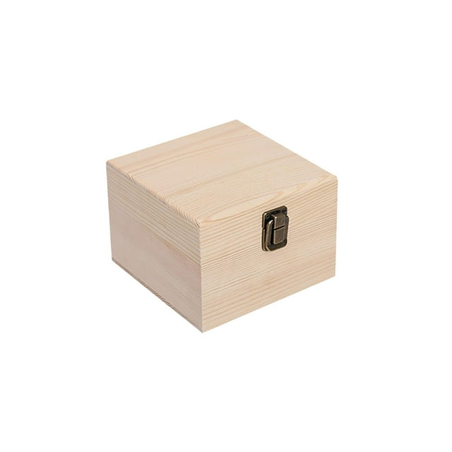 Caja de almacenamiento de madera Contenedor Vitrina de joyería Caja de regalo sin terminar Caja de baratija de bricolaje Organizador para baratija madera 14x14x10cm SM SunniMix Vitrina de joyería